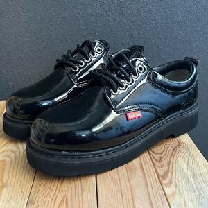 Cactus footwear 401 black patent leather oil resistant work boots